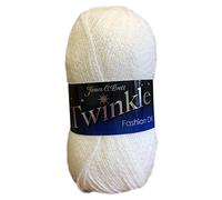 James Brett Twinkle Fashion DK Double Knitting Wool 10 x 100g Ball Glitter Yarn (White - TK2)