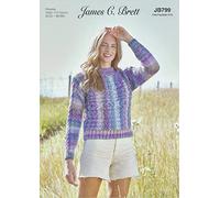 James Brett Womens Chunky Intermediate Knitting Pattern Cable Knit Sweater Jumper (JB799)