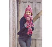 James Brett Womens Marble Chunky Knitting Pattern Ladies Scarf Hat & Wrist Warmers (JB586)
