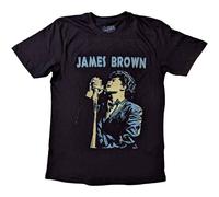 James Brown Holding Mic T-Shirt in Black | Size: Large James Brown Black L