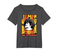James Brown Mr Dynamite T-Shirt, Women's Plus, Dark Heather Grey, 4X