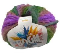 James C Brett Boom Lightweight Fluffy Super Chunky 100g- 2 Free Scarf Patterns on Ball Band (OM02 Wild Heather, 1 Ball)