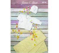James C Brett Double Knit Knitting Pattern Baby Blanket Cardigan & Hat DK (JB739), Multicolor, 12' - 20'
