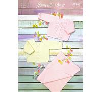 James C Brett Double Knit Knitting Pattern Baby Cardigan Sweater & Blanket (JB740), Multicolor, 12 - 20 inch