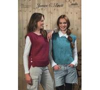 James C Brett James Brett Womens Aran Knitting Pattern Ladies Button Detail Slipover (JB891)