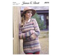James C. Brett JB370 Knitting Pattern Ladies Sweater in Marble Chunky Multicoloured