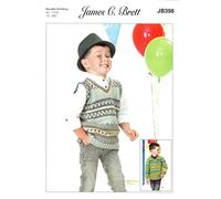 James C Brett JB398 Knitting Pattern Childs Slipover/Tank Top and Sweater in Fairground DK