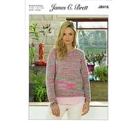 James C. Brett JB416 Knitting Pattern Womens Sweater in Stonewash DK Multicoloured