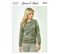 James C. Brett JB473 Knitting Pattern Womens Sweater in Stonewash DK Multicolor