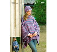 James C Brett JB555 Knitting Pattern Womens Poncho/Tabbard and Hat in Marble Chunky
