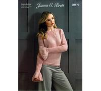 James C Brett JB570 Knitting Pattern Womens Flared Cuff Sweater in James C Brett Twinkle DK