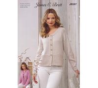 James C Brett JB597 Knitting Pattern Womens Sweater and Cardigan in Pure Cotton DK