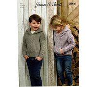 James C. Brett JB627 Knitting Pattern Childrens Hooded Sweater in Rustic or Aztec Aran