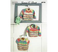 James C Brett JB745 Knitting Pattern Baby Childrens Cardigans in Baby Twinkle Prints DK