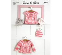 James C Brett JB747 Knitting Pattern Baby Childrens Cardigans Hat in Baby Twinkle Prints DK, Multi