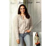 James C Brett JB761 Knitting Pattern Womens Cardigans in Rustic Aran, Beige,32'' - 50''