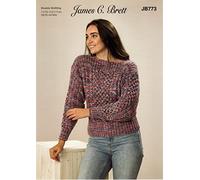 James C Brett JB773 Knitting Pattern Womens Sweater in Stonewash DK
