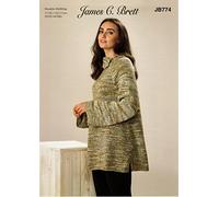 James C Brett JB774 Knitting Pattern Womens A Line Tunic in Stonewash DK