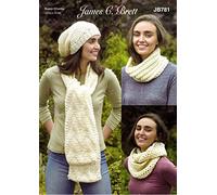 James C. Brett JB781 Knitting Pattern Womens Scarf Snoods Hat in Amazon Super Chunky