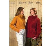James C Brett JB893 Knitting Pattern Womens Polo Neck Sweaters in James C Brett Rustic Aran