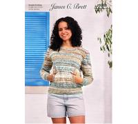 James C Brett JB968 Knitting Pattern Womens Round Neck Sweater in James C Brett Cotton Waves DK