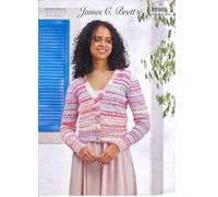 James C. Brett JB969 Knitting Pattern Womens V Neck Cardigan in Cotton Waves DK Pink