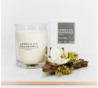 James & Co No.2 Grey (Patchouli, Leather & Wood) 9oz Natural Scented Glass Candle - Up to 35 Hours Burn Time