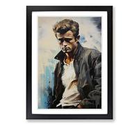 James Dean Hard Edge Painting Framed Print | A2 Black Framed Wall Art | Ready to Hang | Modern Historical Picture | Living Room Bedroom Lounge Office