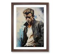 James Dean Hard Edge Painting Framed Print | A2 Walnut Framed Wall Art | Ready to Hang | Modern Historical Picture | Living Room Bedroom Lounge Office