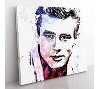 James Dean in Abstract Modern Canvas Wall Art Print Ready to Hang, Framed Picture for Living Room Bedroom Home Office Décor, 35x35 cm (14x14 Inch)