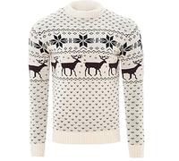 James Derby Mens Christmas Jumper Xmas/Reindeer Stag Nordic Stag Festive Christmas Xmas Jumper (Ecru, 2XL)