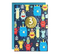 James Ellis Age 3 Birthday Card (Monsters)