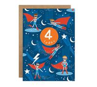 James Ellis Age 4 Birthday Card (Superheroes)