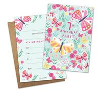 James Ellis Pack of 8 Children’s Butterfly Birthday Party Invitations Age 7 with Envelopes