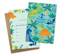 James Ellis Pack of 8 Children’s Dinosaur Birthday Party Invitations Age 2 with Envelopes