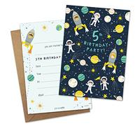 James Ellis Pack of 8 Children’s Outer Space Birthday Party Invitations Age 5 with Envelopes
