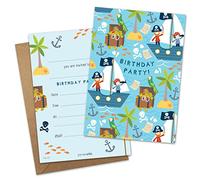 James Ellis Pack of 8 Children’s Pirate Birthday Party Invitations with Envelopes