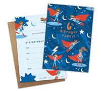 James Ellis Pack of 8 Children’s Superhero Birthday Party Invitations Age 6 with Envelopes
