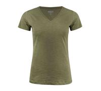 James Harvest Women's Whailford V Neck T-Shirt in Olive | Size: Large James Harvest Olive L
