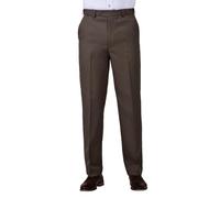 James Holton Mens Comfort Waist Trousers Smart Formal Casual Business Office Work Travel 34W / 27L Brown