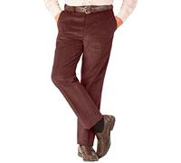 James Holton Mens Corduroy Trousers Elasticated Waist Smart Formal Pants Wine 34W / 29L