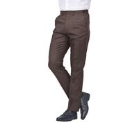 James Holton Mens Straight Leg Stretch Waist Trousers Work Home Office Waist 54W / 29L Brown