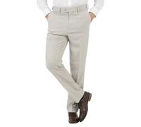 James Holton Men's Stretch Waist Linen-Look Trousers | Lightweight Summer Smart Pants | Comfortable Elastic Waist 40 Waist and 27 Leg Length Cream