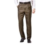 James Holton Mens Stretch Waist Trousers Smart Comfortable Hidden Elasticated Brown 46 Waist and 29 Leg Length