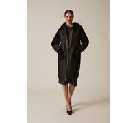 James Lakeland Women's Black Reversible Faux Fur Hooded Coat | Size: 8 James Lakeland Black 8