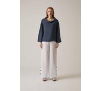 James Lakeland Cowl Neck Linen Navy Top Navy 8