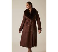 James Lakeland Faux Fur Suede Brown Coat Brown 12