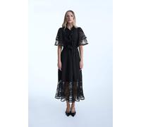 James Lakeland Front Lace Ruffle Midi Dress In Black Black 10