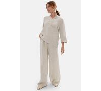 James Lakeland Women's Mandarin Collar Linen Top in Beige | Size: 18 James Lakeland Beige 18