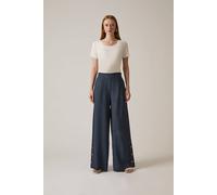 Navy Linen Button Trousers James Lakeland Navy 12